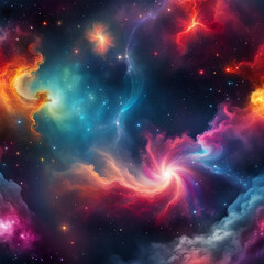 Poster - colorful nebula galaxy illustration background