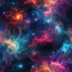 Canvas Print - colorful nebula galaxy illustration background