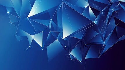 Abstract Blue Polygonal Background with Glowing Lines