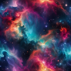 Poster - colorful nebula galaxy illustration background