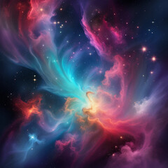 Canvas Print - colorful nebula galaxy illustration background