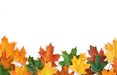 Wall Mural - An autumn leaf frame isolated on a white background in vivid colors