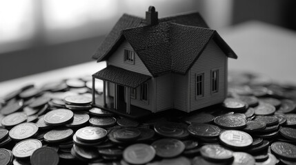 Model house with coins