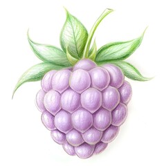 Wall Mural - A delicate pencil illustration of a boysenberry with detailed leaves.