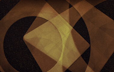 Poster - A 3D abstract pattern of circles and squares in golden hues