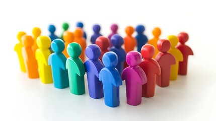 Diverse Team Collaboration: Multicolored Figures Sharing Ideas for Unity in Professional Space