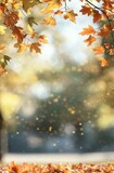 Group of orange leaves in the autumn. Outdoor background.