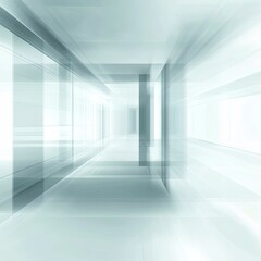 Poster - An abstract representation of a modern corridor, conveying a sense of speed and depth with its blurred lines and transparent surfaces.