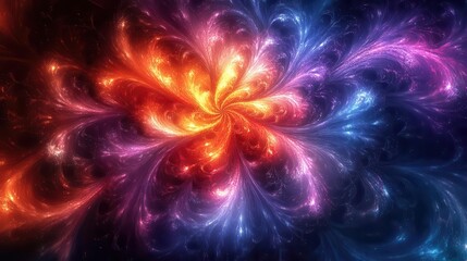 Wall Mural - kaleidoscopic burst of vibrant colors swirling patterns of electric blues fiery oranges and vivid pu