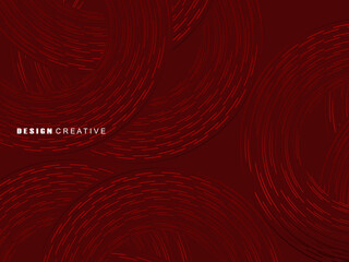 Wall Mural - Abstract red glowing geometric lines on dark red background. Modern shiny red circle lines pattern. Futuristic technology concept, perfect for covers, posters, banners, brochures, websites, etc.