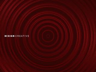 Wall Mural - Abstract red glowing geometric lines on dark red background. Modern shiny red circle lines pattern. Futuristic technology concept, perfect for covers, posters, banners, brochures, websites, etc.