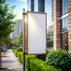 Blank signpost mockup with wood frame. perfect for advertising. branding. or showcasing your message in a vibrant urban setting.