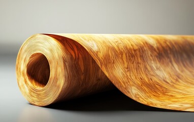 Poster - 3D rendering of wood veneer on a roll