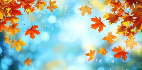 Autumn abstract background with fall foliage and copyspace. Stock image.