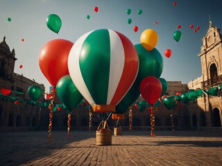 Sticker - Mexico Independence Day Balloon Background