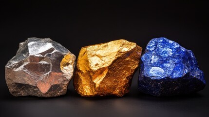 Gold, cobalt, and lithium placed together, illustrating the global importance and geopolitical impact of these