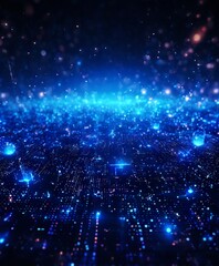 Poster - abstract technology background with glowing particles and stars