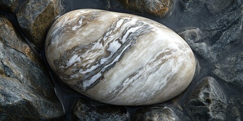 White and gray rock in clear water.