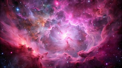 Wall Mural - pink space nebula clouds among star pigs