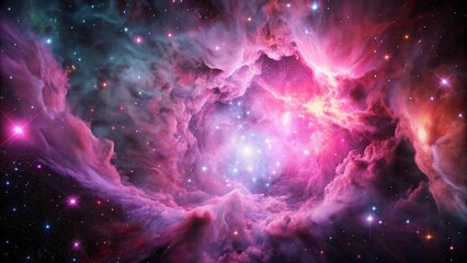 Wall Mural - pink space nebula clouds among star pigs