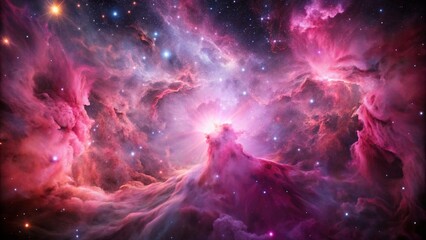 Wall Mural - pink space nebula clouds among star pigs