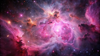 Wall Mural - pink space nebula clouds among star pigs