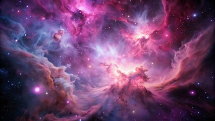 Wall Mural - pink space nebula clouds among star pigs