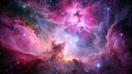 Wall Mural - pink space nebula clouds among star pigs