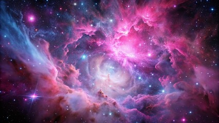 Wall Mural - pink space nebula clouds among star pigs