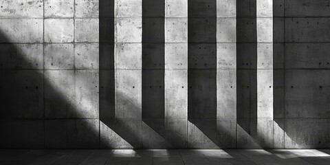 Wall Mural - Concrete wall with light and shadow patterns.