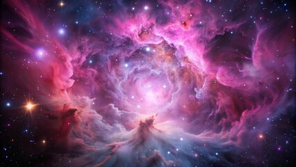 Wall Mural - pink space nebula clouds among star pigs