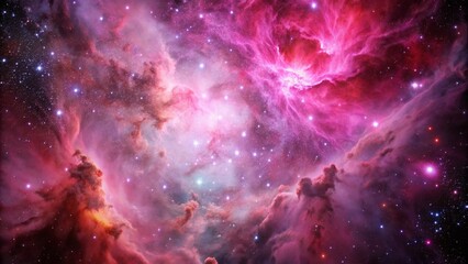 Wall Mural - pink space nebula clouds among star pigs