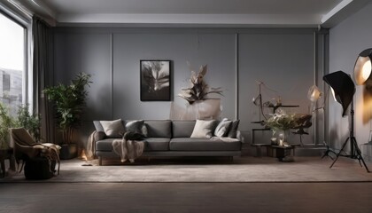 Wall Mural - living room with couch and lamp