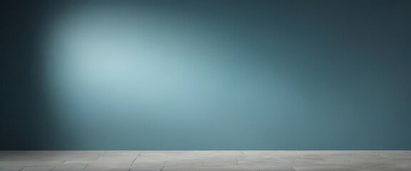 Wall Mural - blue wall with wooden floor and light