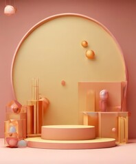 Wall Mural - pink and yellow abstract background with circular object