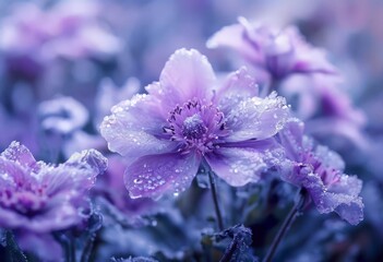 purple flowers with water droplets