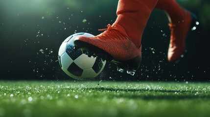 Soccer Player Kicking the Ball