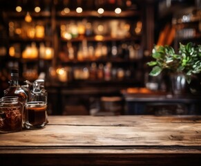 wooden table topped with jar honey