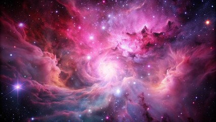 Wall Mural - Pink space nebula clouds among star pigs
