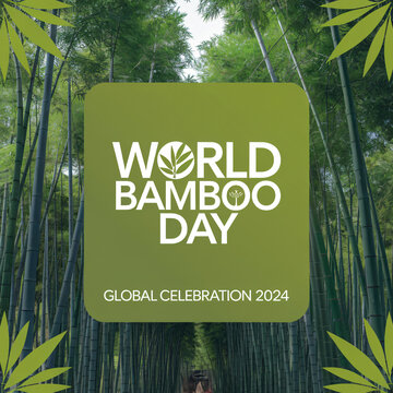 World bamboo day background banner poster with green bamboo on september 18 th.