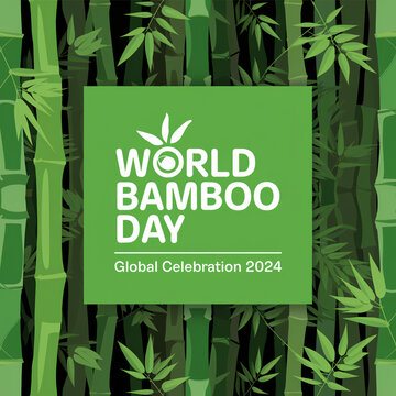 World bamboo day background banner poster with green bamboo on september 18 th.