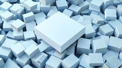 Poster - A clean, minimalist arrangement of blue cubes creating a modern and abstract visual, ideal for design and technology themes.