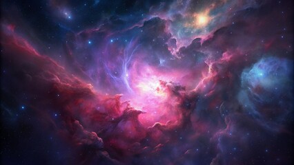 Wall Mural - Pink space nebula clouds among star pigs