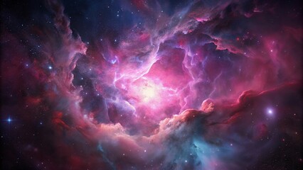 Wall Mural - Pink space nebula clouds among star pigs