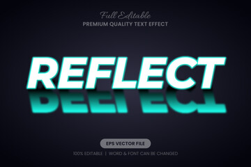 Poster - Reflect Neon Glow cyan Editable 3D Text Effect, Font Graphic Style Suitable for graphic design projects, and social media posts.