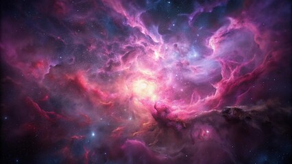 Wall Mural - pink space nebula clouds among star pigs