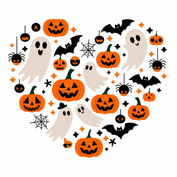 Happy Halloween banner. Halloween pumpkins and bats. Vector illustration.