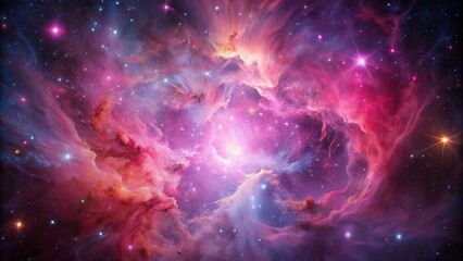 Wall Mural - pink space nebula clouds among star pigs