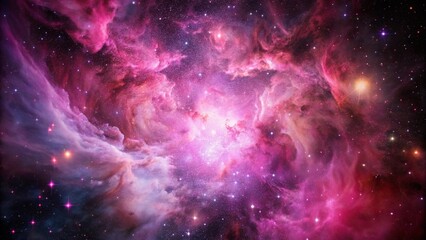 Wall Mural - pink space nebula clouds among star pigs