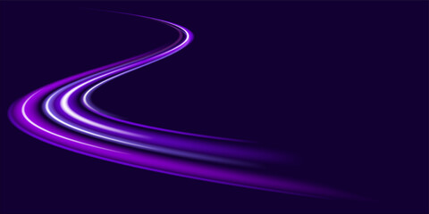 Poster - expressway, the effect of car headlights. low-poly construction of fine lines. abstract energy in th